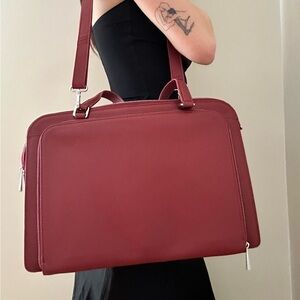 Danier Burgundy Leather Laptop Bag